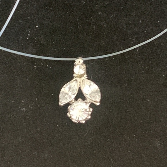 ♥️ Sale 3for$15! Silver Tone Rhinestone Charm / Pendant on a wire necklace 18” - Picture 2 of 3